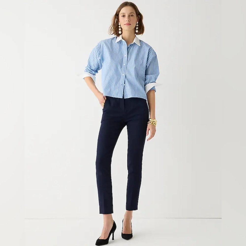 J CREW  High-rise Cameron pant in four-season stretch, Navy Sz6
